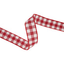 1 1/2" Wired Ribbon | Red and White Check  | 10 Yard Roll