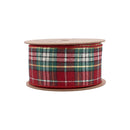 2 1/2" Wired Ribbon | Red/Green Traditional Plaid | 10 Yard Roll