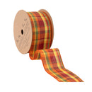 2 1/2" Wired Ribbon | Autumn Colored Fall Plaid | 10 Yard Roll