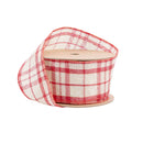 2 1/2" Wired Ribbon | Red and White Plaid | 10 Yard Spool