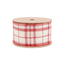 2 1/2" Wired Ribbon | Red and White Plaid | 10 Yard Spool
