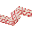 2 1/2" Wired Ribbon | Red and White Plaid | 50 Yard Spool