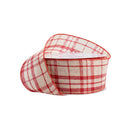 2 1/2" Wired Ribbon | Red and White Plaid | 50 Yard Spool
