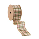2 1/2" Wired Ribbon | White/Red/Green Plaid | 10 Yard Spool