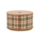 2 1/2" Wired Ribbon | White/Red/Green Plaid | 10 Yard Spool