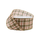 2 1/2" Wired Ribbon | White/Red/Green Plaid | 50 Yard Spool