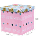 9" x 9" x 9" Collapsable Holiday Gift Box w/ 2-pcs White Tissue Paper & Removable Lid | "Christmas Ornaments" Pink/Blue