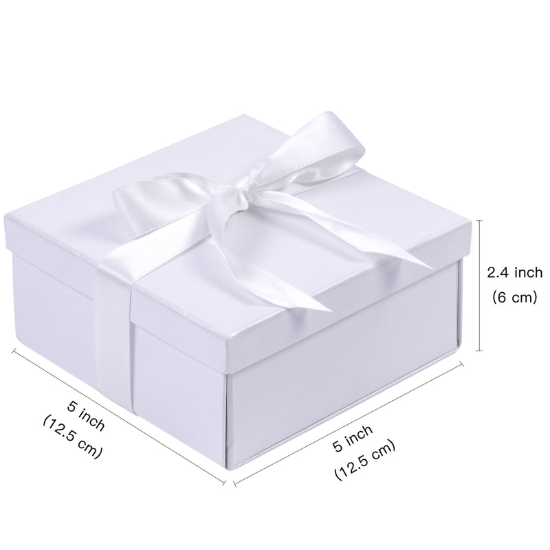 5" x 5" x 2.4" Gift Box w/ Satin Ribbon | White