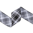 2 1/2" Wired Ribbon | Black White Bias Plaid | 10 Yard Roll