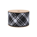 2 1/2" Wired Ribbon | Black White Bias Plaid | 10 Yard Roll