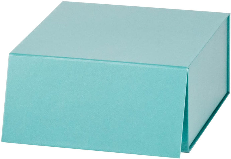 8" x 8" x 4" Collapsable Gift Box w/ Magnetic Square Flap Lid | Teal Blue