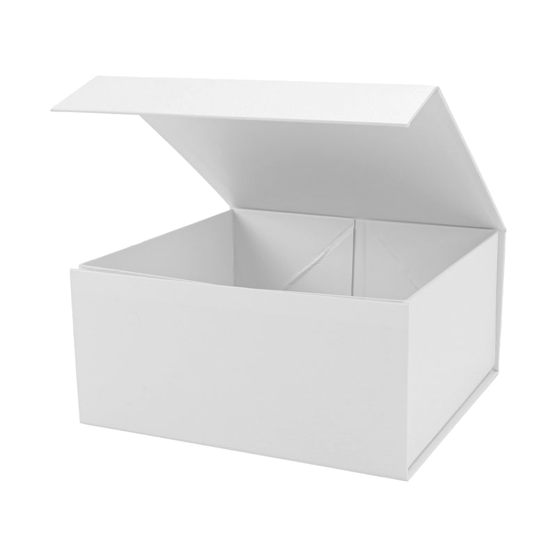8" x 8" x 4" Collapsable Gift Box w/ Magnetic Square Flap Lid | White