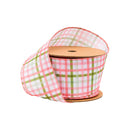 2 1/2" Wired Ribbon | Pink and Green Checked Plaid | 10 Yard Roll