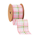 2 1/2" Wired Ribbon | Pink and Green Checked Plaid | 10 Yard Roll