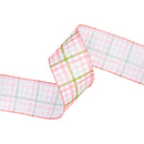 2 1/2" Wired Ribbon | Pink and Green Checked Plaid | 10 Yard Roll