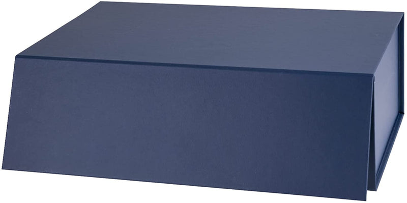 14" x 9" x 4.3" Collapsable Gift Box w/ Magnetic Square Flap Lid | Navy