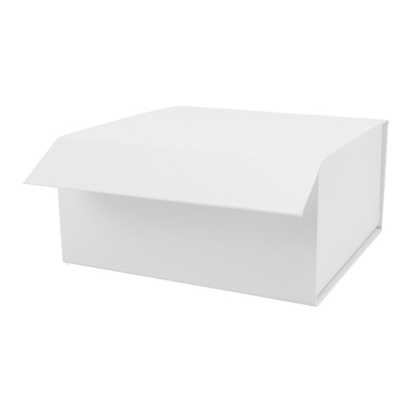8" x 8" x 4" Collapsable Gift Box w/ Magnetic Square Flap Lid | White