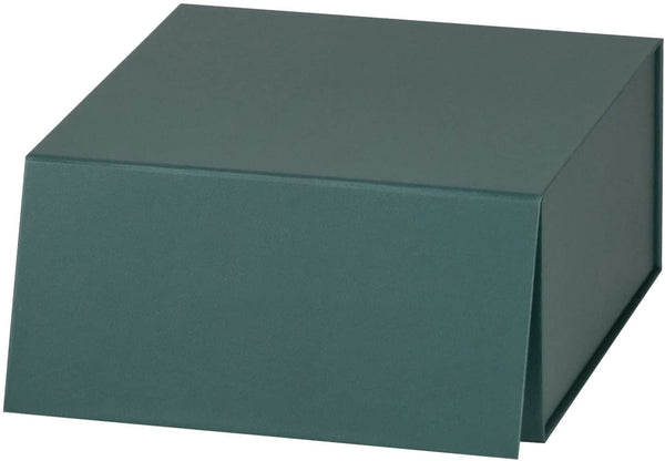 8" x 8" x 4" Collapsable Gift Box w/ Magnetic Square Flap Lid | Forest Green