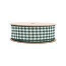 1 1/2" Wired Ribbon | Green/White Gingham | 10 Yard Roll