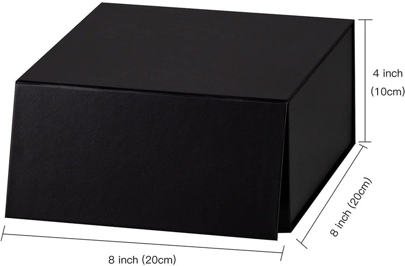 8" x 8" x 4" Collapsable Gift Box w/ Magnetic Square Flap Lid | Black