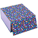 8" x 8" x 4" Collapsable Gift Box w/ 2-pcs White Tissue Paper & Magnetic Square Flap Lid | Colorful Polka Dot