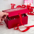 8" x 8" x 4" Collapsable Holiday Gift Box w/ 2-pcs White Tissue Paper & Magnetic Flap Lid | Red Valentines Day