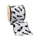 4" Wired Ribbon | Glittered Bats w/ Black Backing | 10 Yard Roll