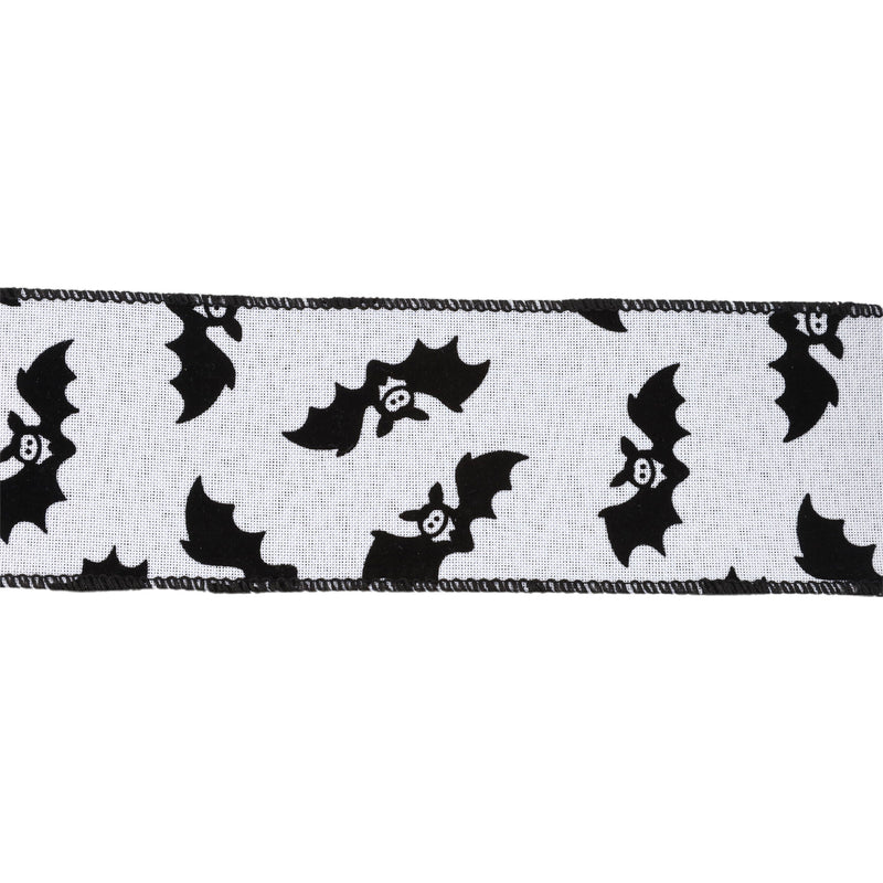 2 1/2" Wired Ribbon | Glittered Bats w/ Black Backing | 10 Yard Roll