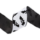 2 1/2" Wired Ribbon | Glittered Bats w/ Black Backing | 10 Yard Roll