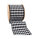 4" Wired Ribbon | Glittered Diamonds w/ Black Backing | 10 Yard Roll