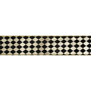 2 1/2" Wired Ribbon | Black and Gold Harlequin with Gold Backing | 10 Yard Spool