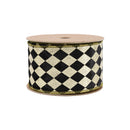 2 1/2" Wired Ribbon | Black and Gold Harlequin with Gold Backing | 10 Yard Spool