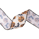 2 1/2" Wired Ribbon | Scary Pumpkin and Bats | 10 Yard Roll