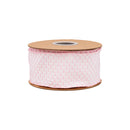 2 1/2" Wired Ribbon | Pink/White Woven | 10 Yard Roll