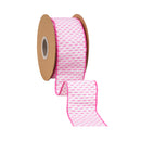 2 1/2" Wired Ribbon | Pink/White Woven | 10 Yard Roll