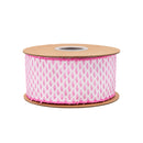 2 1/2" Wired Ribbon | Pink/White Woven | 10 Yard Roll
