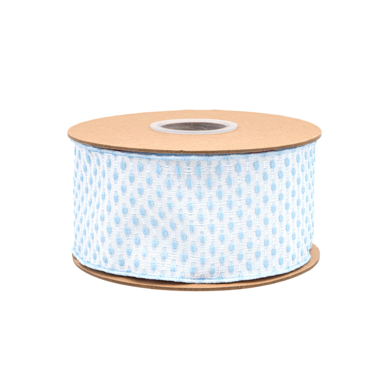 2 1/2" Wired Ribbon | Blue/White Woven | 10 Yard Roll