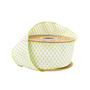 2 1/2" Wired Ribbon | Lime Green/White Woven | 10 Yard Roll