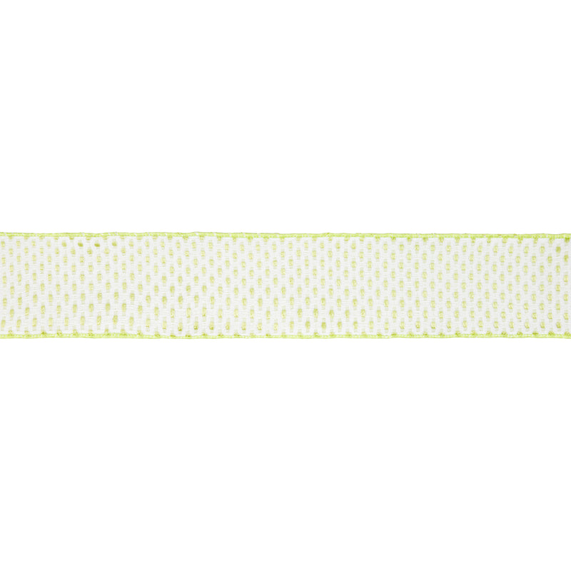 2 1/2" Wired Ribbon | Lime Green/White Woven | 10 Yard Roll