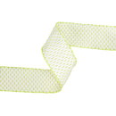 2 1/2" Wired Ribbon | Lime Green/White Woven | 10 Yard Roll