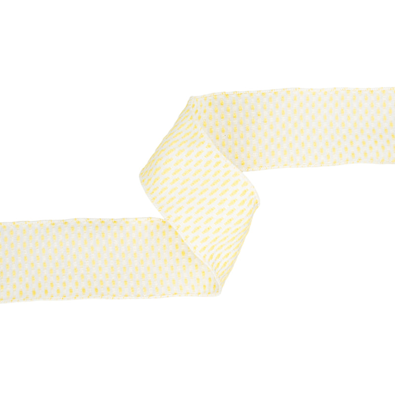 2 1/2" Wired Ribbon | Yellow/White Woven | 10 Yard Roll
