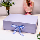 14" x 9" x 4.3" Collapsable Gift Box w/ Satin Ribbon & Magnetic Square Flap Lid | Taro