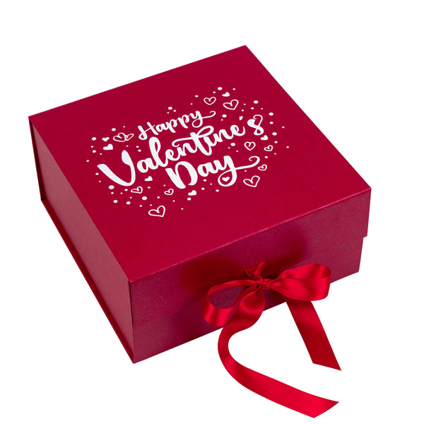 8" x 8" x 4" Collapsable Holiday Gift Box w/ 2-pcs White Tissue Paper & Magnetic Flap Lid | Red Valentines Day