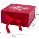 8" x 8" x 4" Collapsable Holiday Gift Box w/ 2-pcs White Tissue Paper & Magnetic Flap Lid | Red Valentines Day
