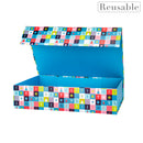 20.7" x 13.6" x 5" Collapsable Gift Box w/ 2-pcs White Tissue Paper & Magnetic Square Flap Lid | Square Blocking