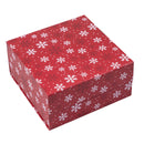 8" x 8" x 4" Collapsable Holiday Gift Box w/ 2-pcs White Tissue Paper & Magnetic Square Flap Lid | Red Snowflake