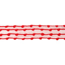 1 1/2" Wired Ribbon | Red Four Row Pom Pom | 10 Yard Roll