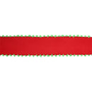 1 1/2" Wired Ribbon | Red w/ Lime Green Pom Pom Edge | 10 Yard Roll