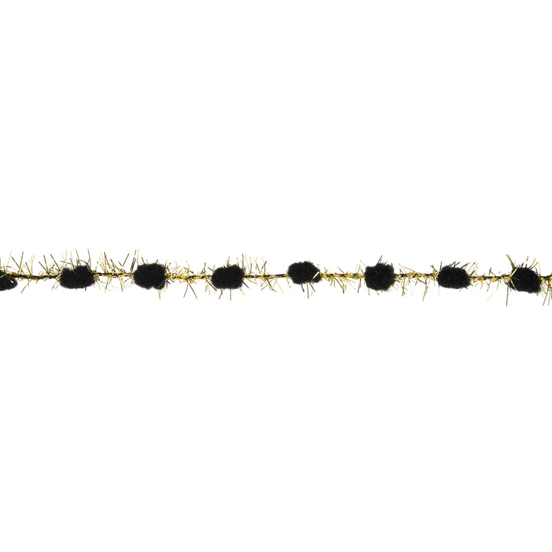 3/8" Tinsel Pom-Pom | Black | 10 Yard Roll
