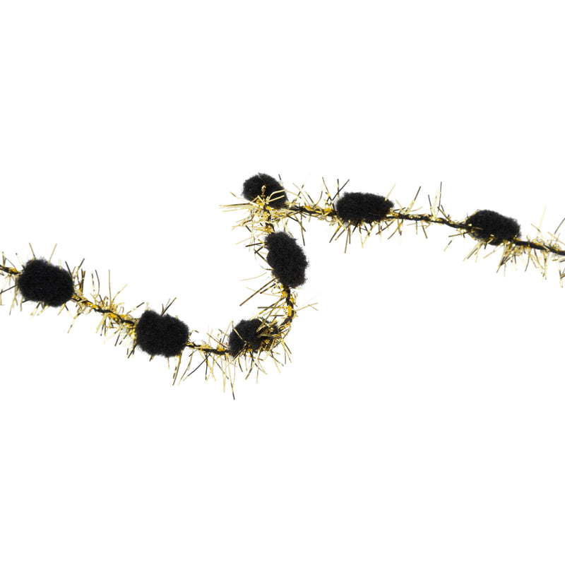 3/8" Tinsel Pom-Pom | Black | 10 Yard Roll